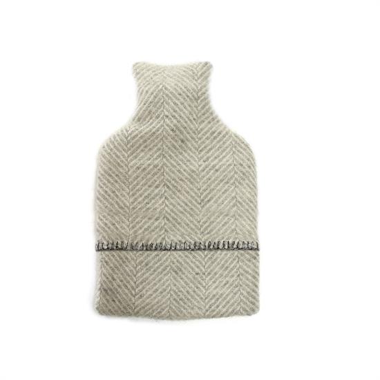 Tweedmill Fishbone Silver Grey Pure New Wool Hot Water Bottle Cover